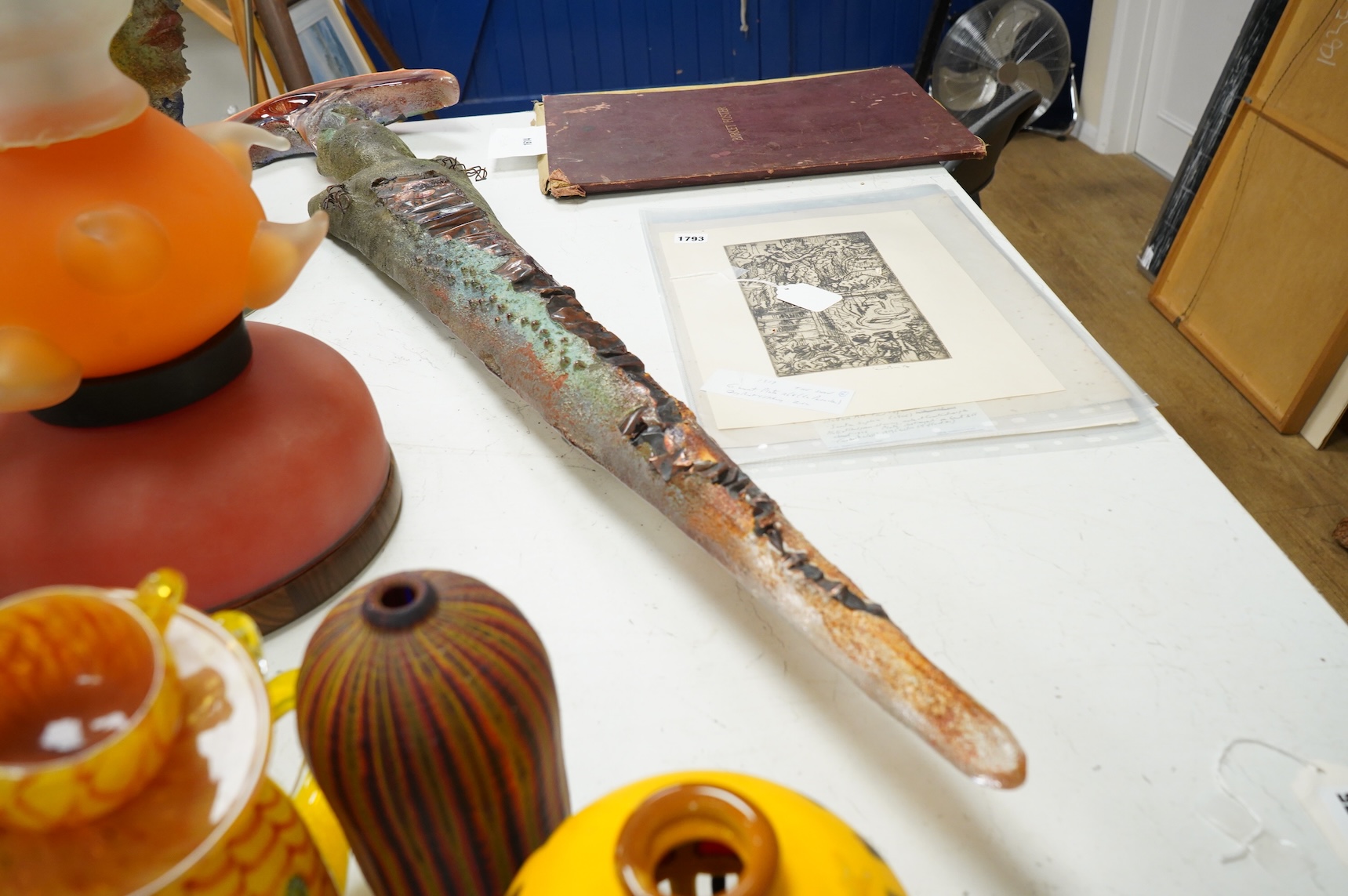 Sylvie Belanger, an art glass model of a sword- 127cm long